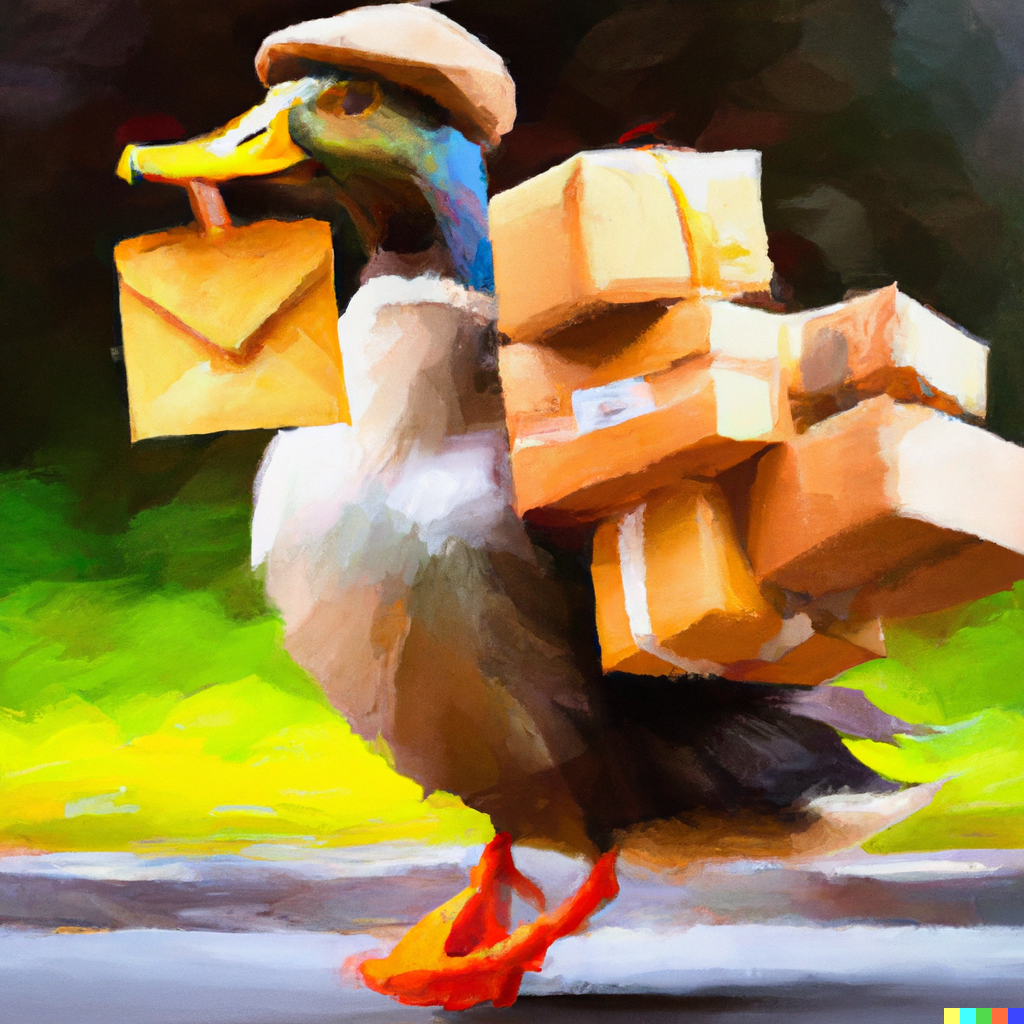 Pato haciendo entregas