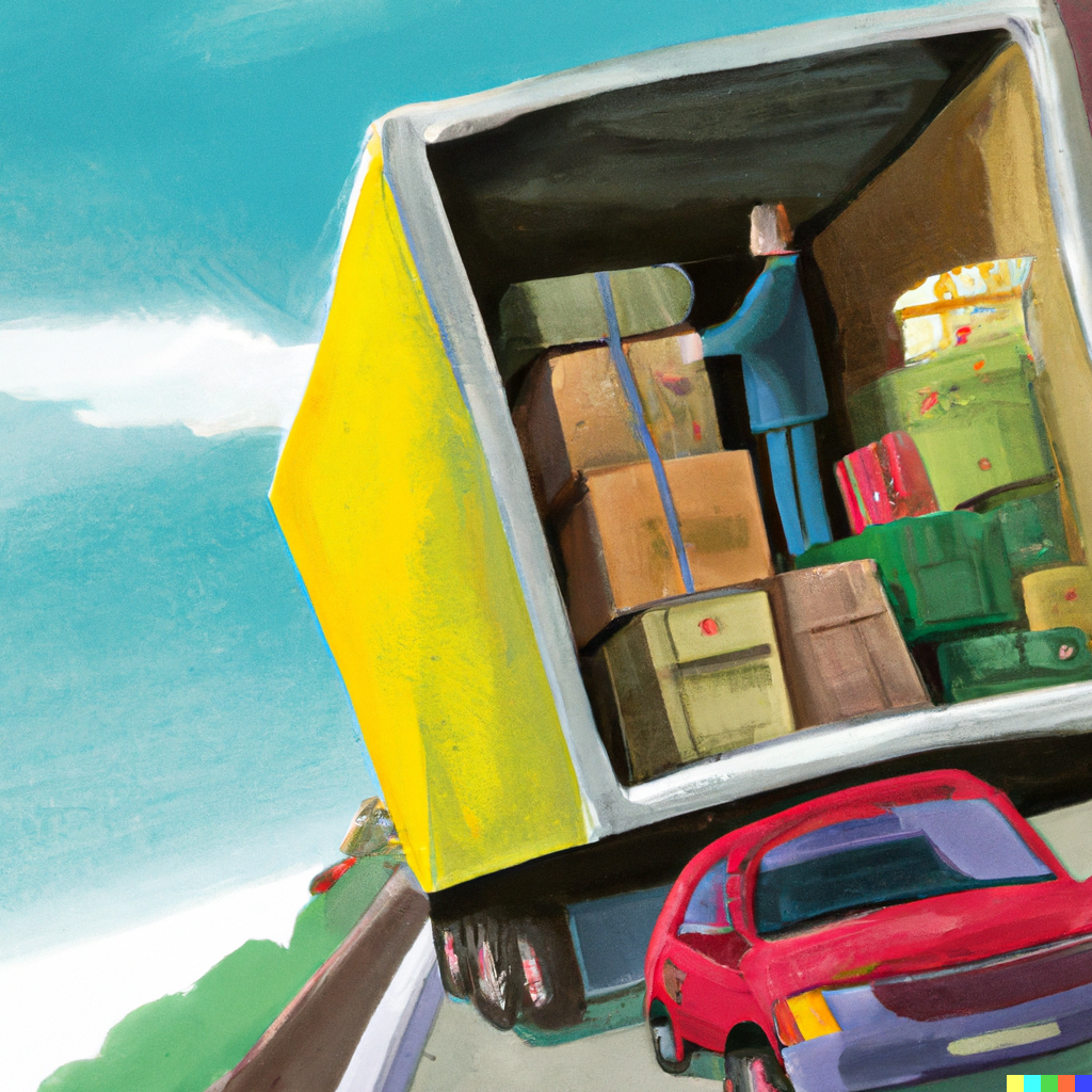 Camión transportando mercancía solucionando Problemas con trasnporte de mercancia